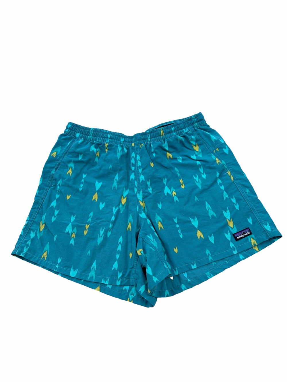 Patagonia Women’s Size Small Baggies Blue Geometric Aztec Print Nylon Shorts